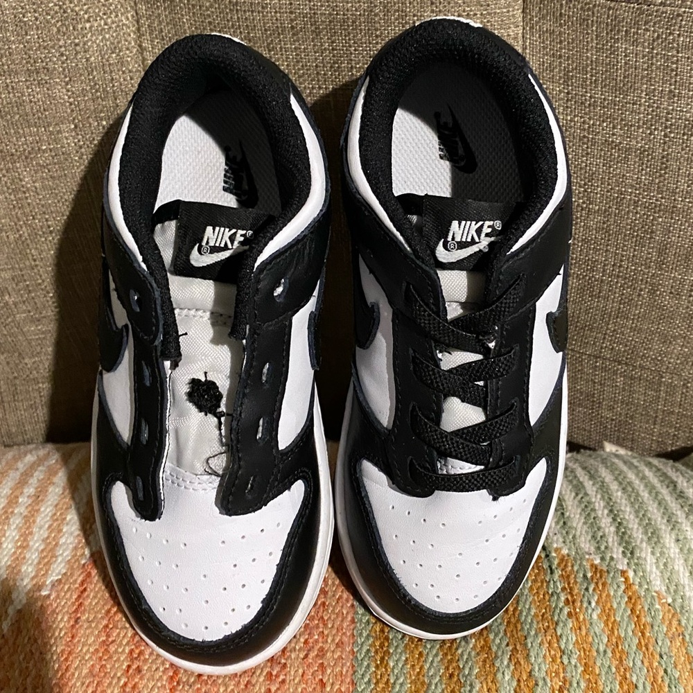 NIKE Kids Black and White Low Dunk Panda Sneakers